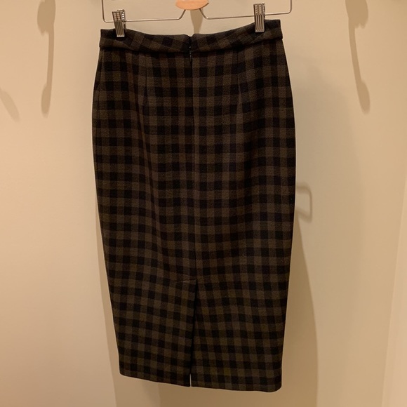 ALC midi skirt. Checkered black and olive green colour - Picture 2 of 8